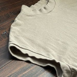 MUJI New York Taupe Sleeveless Ribbed Mock Neck